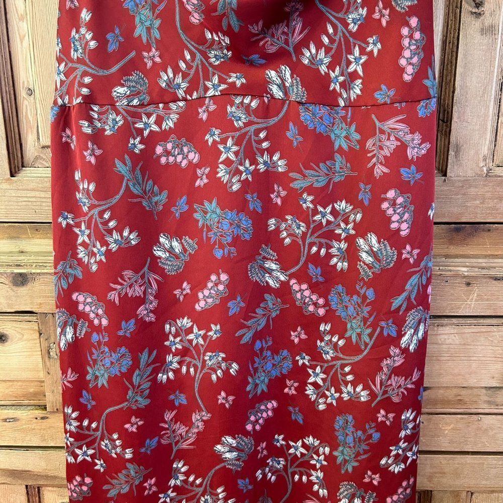 Forever 21 Contemporary Womens Large Brown Rust Red Satin Floral Dress Tank - Picture 3 of 10